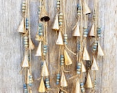 Bells on string, Rustic Windchime, Farmhouse Door Hanger, Vintage Cow Bell, Boho, Ethnic, Bohemian, feng shui doorhanger, wall hanging Nepal