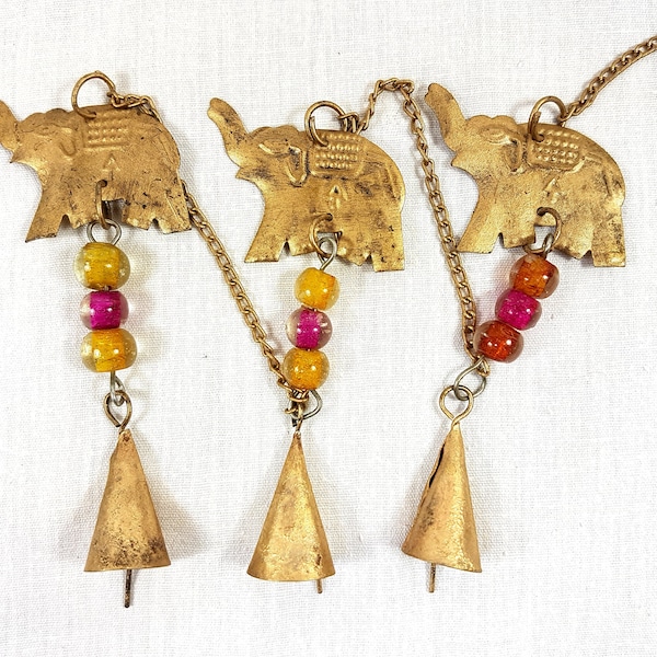 Elephant Windchime, windchime bells, Mobile bells, Elephant mobile, bronze vintage bells, handmade Indian cow bell door hanger wall decor