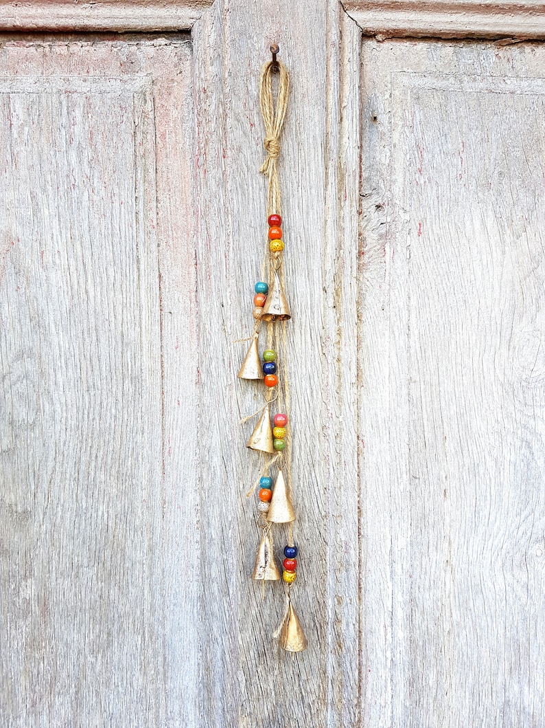 Ceramic Beaded Door Hanger With Bronze Colored Cow Bells Etsy