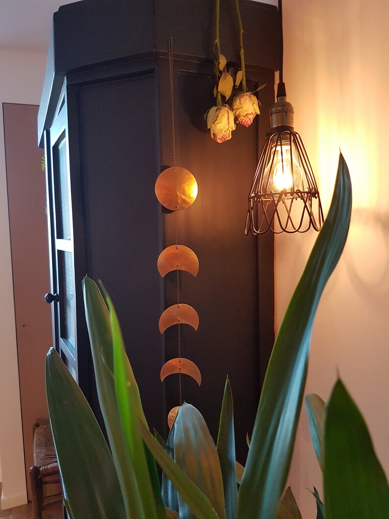 Gold Moon Phase Wall Hanging, Recycled Metal Wall Decor, Full Half ...