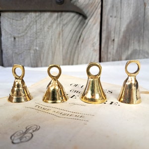 Set of 4 or 5 Brass Bells, Bells from India, bell supplies, Sarna Bells, String, Buddhist Kabbalah, Hanging Bells Engraved Etched Hammered image 5