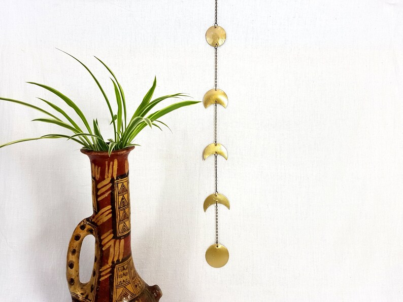 Gold Moon Phase Wall Hanging Brass Metal Moon Wall Decor Etsy