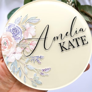 Birth Name Sign, Hospital Photo Prop, Floral Name Plaque, Boho Baby Birth Announcement, Baby Girl Sign, Baby Name Announcement, Birth Sign