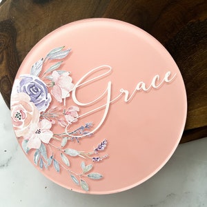 Birth Name Sign, Hospital Photo Prop, Floral Name Plaque, Boho Baby Birth Announcement, Baby Girl Sign, Baby Name Announcement, Birth Sign