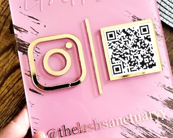 Double Business Social Media Sign | Reception Desk Sign | Instagram Sign | QR Sign | Facebook Sign | Salon Sign | Hair Dresser Sign