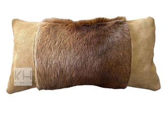 17 x 9" Antelope Skin Pillow Cover / Natural Antelope (Suede Side and Backing ) Pillow Cover -Lumbar- Size: 17 in x 9 in