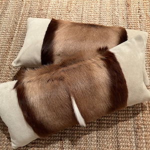 2 Springbok Throw Pillow Cover Set, Springbok Hide Cushion Cover, Springbok Pillow Cover - Size: 21x10 inches