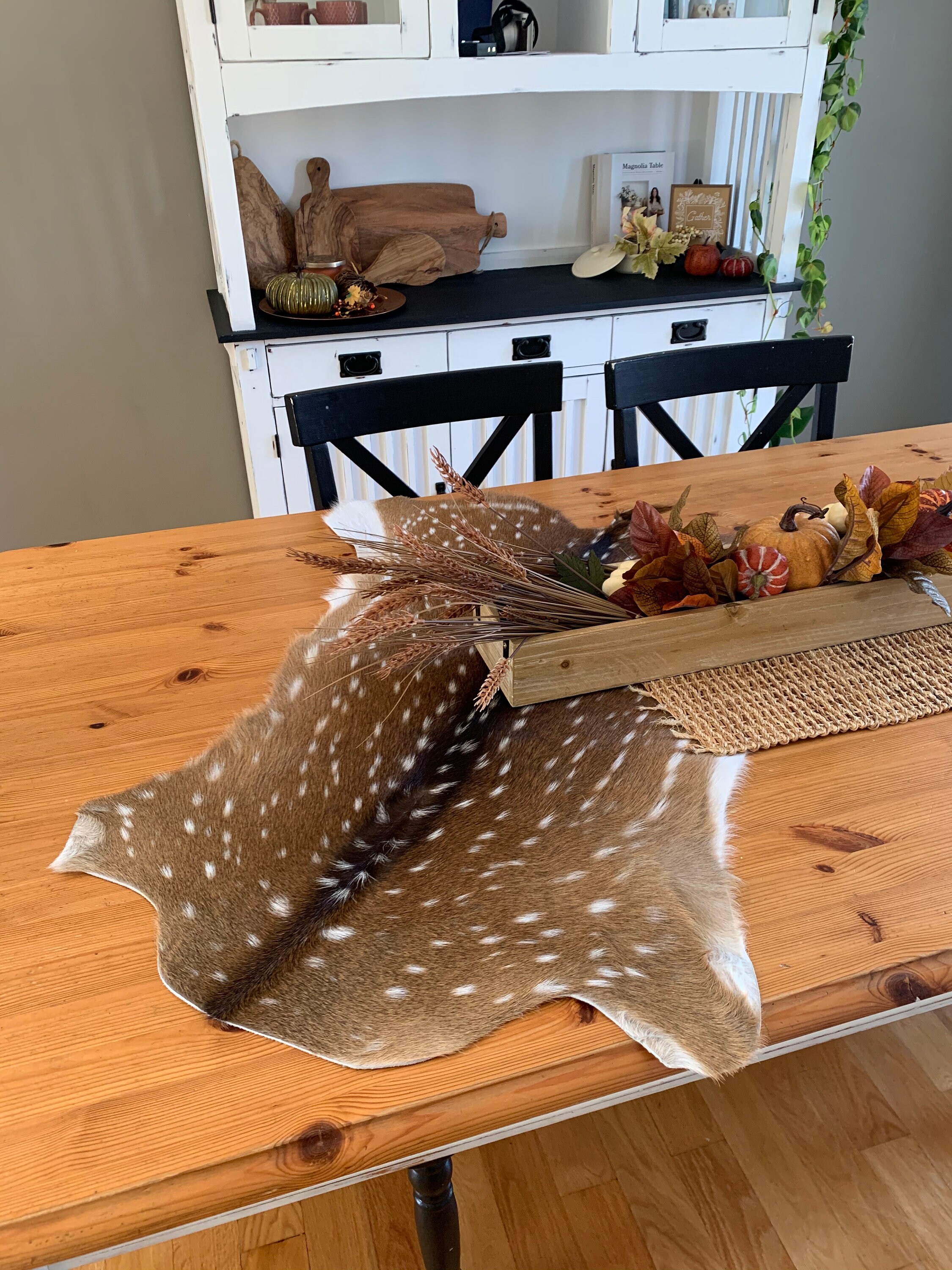 Real Axis Deer Skin Table Cover, Deer Hide Table Runner Top Quality Axis  Deer Skins, Accent Rug Size Deer Hide 