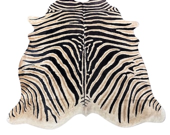 Genuine Zebra Cowhide Rug - Size: 7x6 feet # Z-187