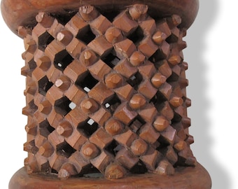 African Bamileke Stool/ African Stool/ Hard Carved African Bamileke Stool Size:14X14X14 inches
