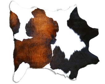Alfombra de piel de becerro tricolor - 38 x 30 pulgadas - Mini alfombra de piel de vaca tricolor