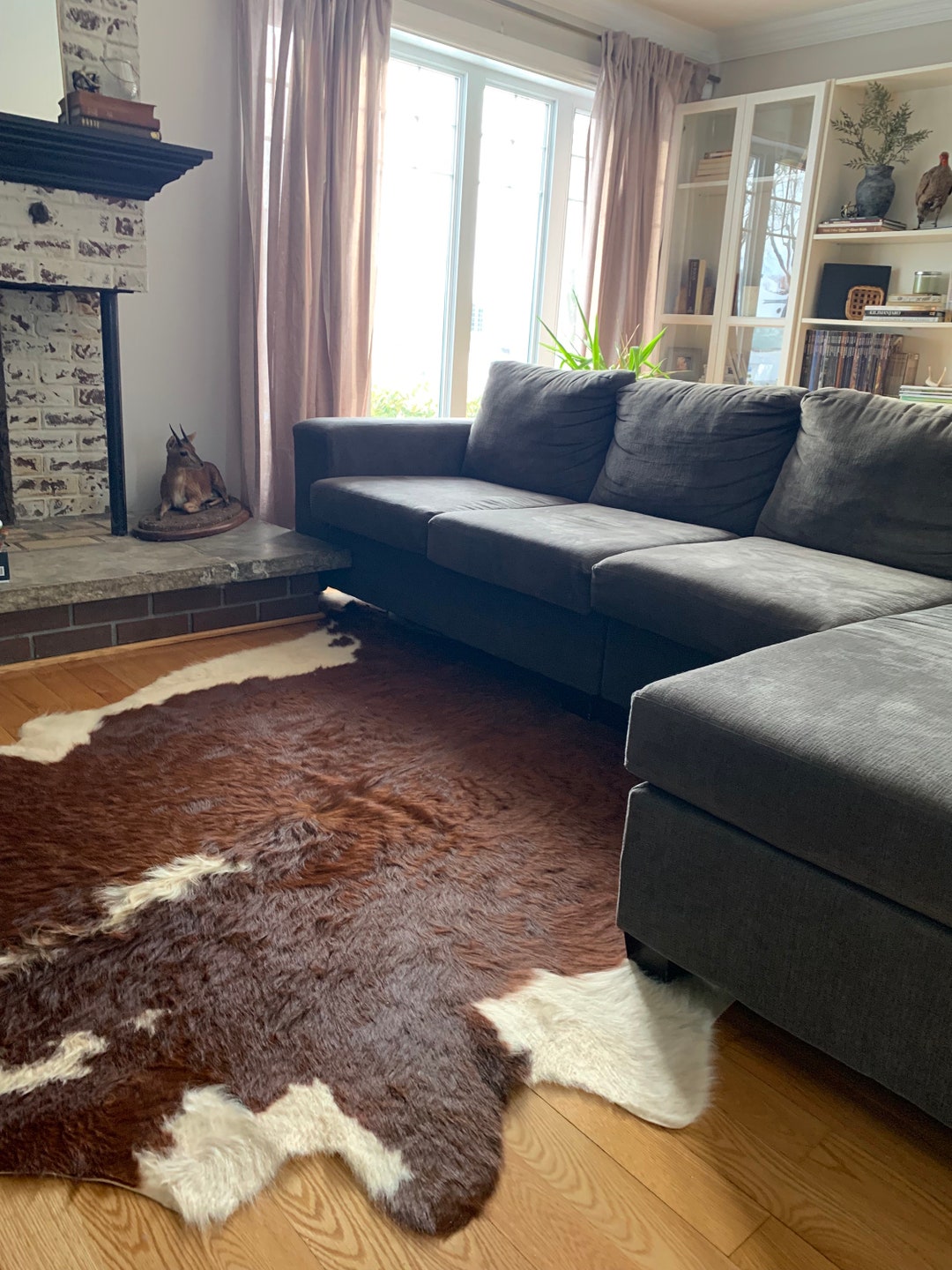 Hereford Cowhide Rug, Hereford Cattle Brown and White Cowhide Brown