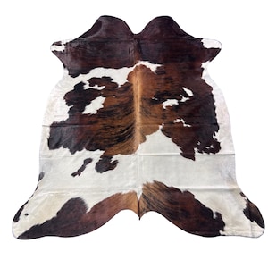 Tricolor Cowhide Rug (43.50 sq ft) - BEAUTIFUL Size: 8x7 feet # Colombia-264