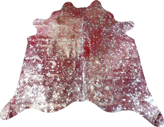 Red Metallic Cowhide Rug Acid Washed M 181 Etsy