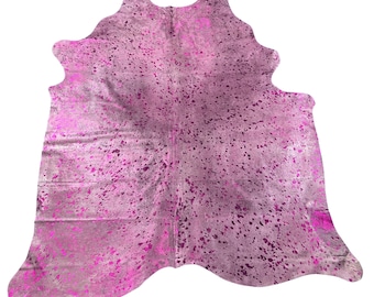 Pink Metallic Cowhide Rug - Size: 8x7 feet # Y-097