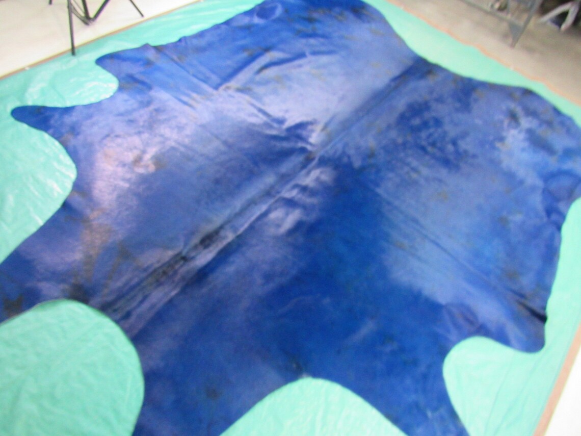 Royal Blue Cowhide Rug /dyed Blue Tie Dye Cowhide Rug / Dark Etsy
