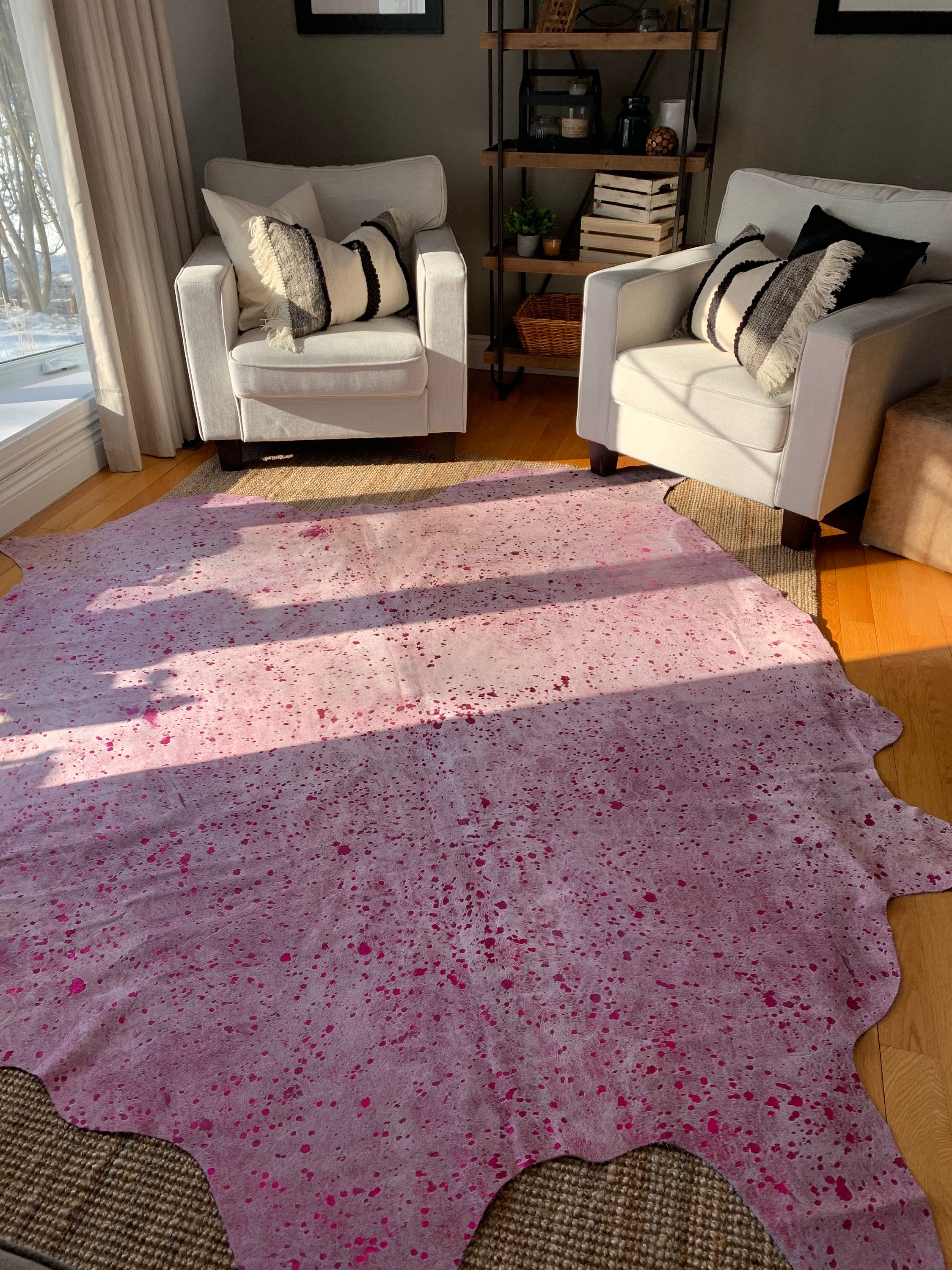 Pink Metallic Cowhide Rug / Acid Washed Pink Cowhide Rug Etsy Canada