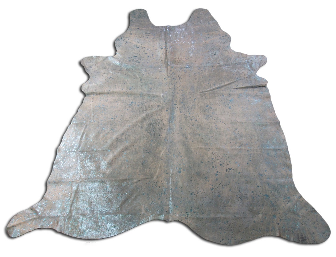 Turquoise Cowhide Rug Acid Washed Turquoise Metallic Cowhide Etsy
