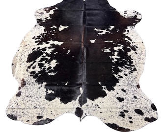 Dark Chocolate Brown Salt & Pepper Cowhide Rug - Size: 7x6 feet # D-823