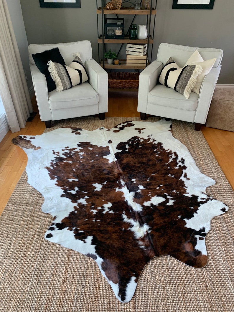 Tricolor Cowhide, Speckled Longhorn Cowhide Rug, Brown and White Hide Rug, Cowhide Carpet, Tricolor Cow Skin Rug, Tricolor Hide Rug image 2
