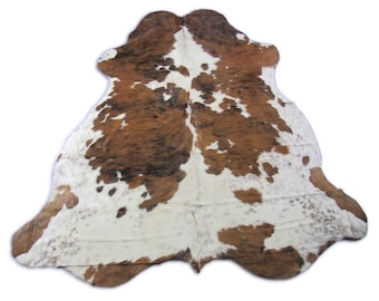 Hellerer Ton Tricolor Rindsleder Teppich - Größe: 200x200 # C-1735