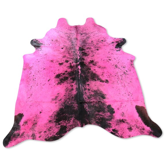 Dyed Pink Salt And Pepper Cowhide Rug C 435 Etsy