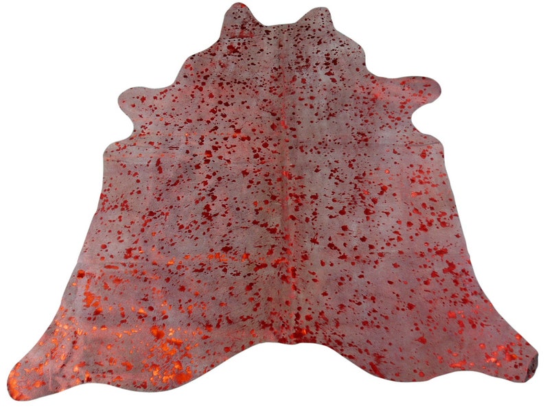 Red Metallic Acid Washed Cowhide Rug M 171 Etsy