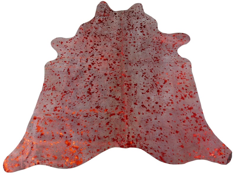 Red Metallic Acid Washed Cowhide Rug M 171 Etsy