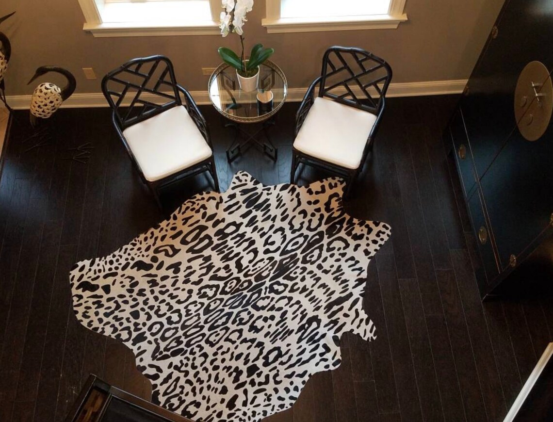 Jaguar Cowhide Rug Leopard Print Cowhide Leopard Cowhide Etsy
