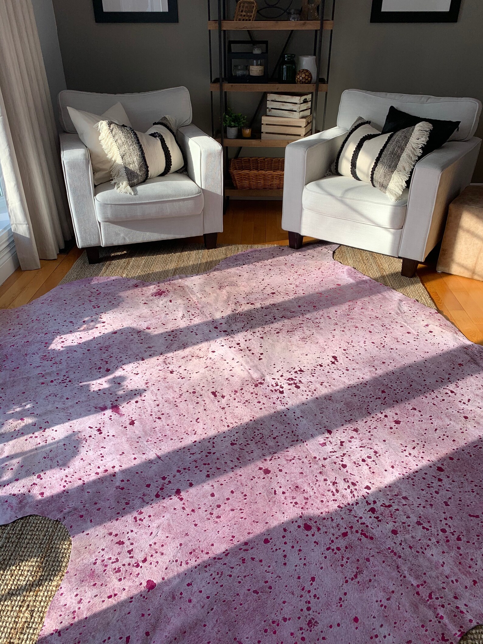 Pink Metallic Cowhide Rug / Acid Washed Pink Cowhide Rug Etsy
