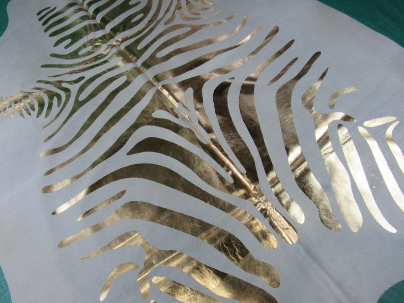 Gold Zebra Cowhide Rug Golden Stripe Zebra Print Cowhide ...