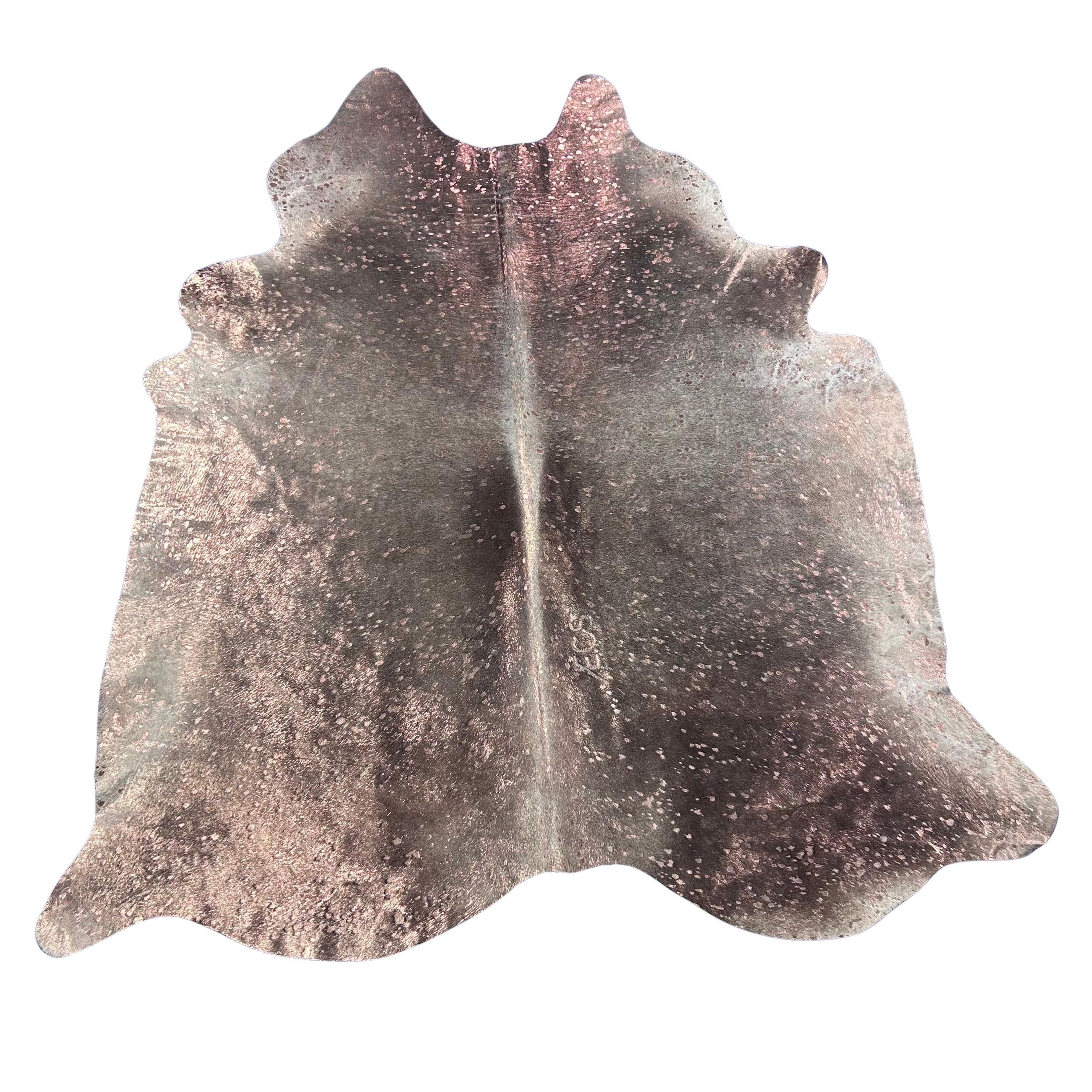 Rose Gold Metallic Acid Washed Cowhide Rug - Size: 7x6 feet # Y-041
