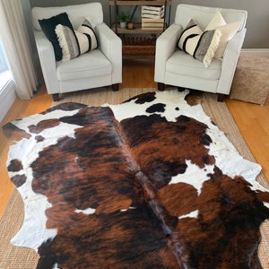 Tricolor Cowhide, Speckled Longhorn Cowhide Rug, Brown and White Hide Rug, Cowhide Carpet, Tricolor Cow Skin Rug, Tricolor Hide Rug image 4
