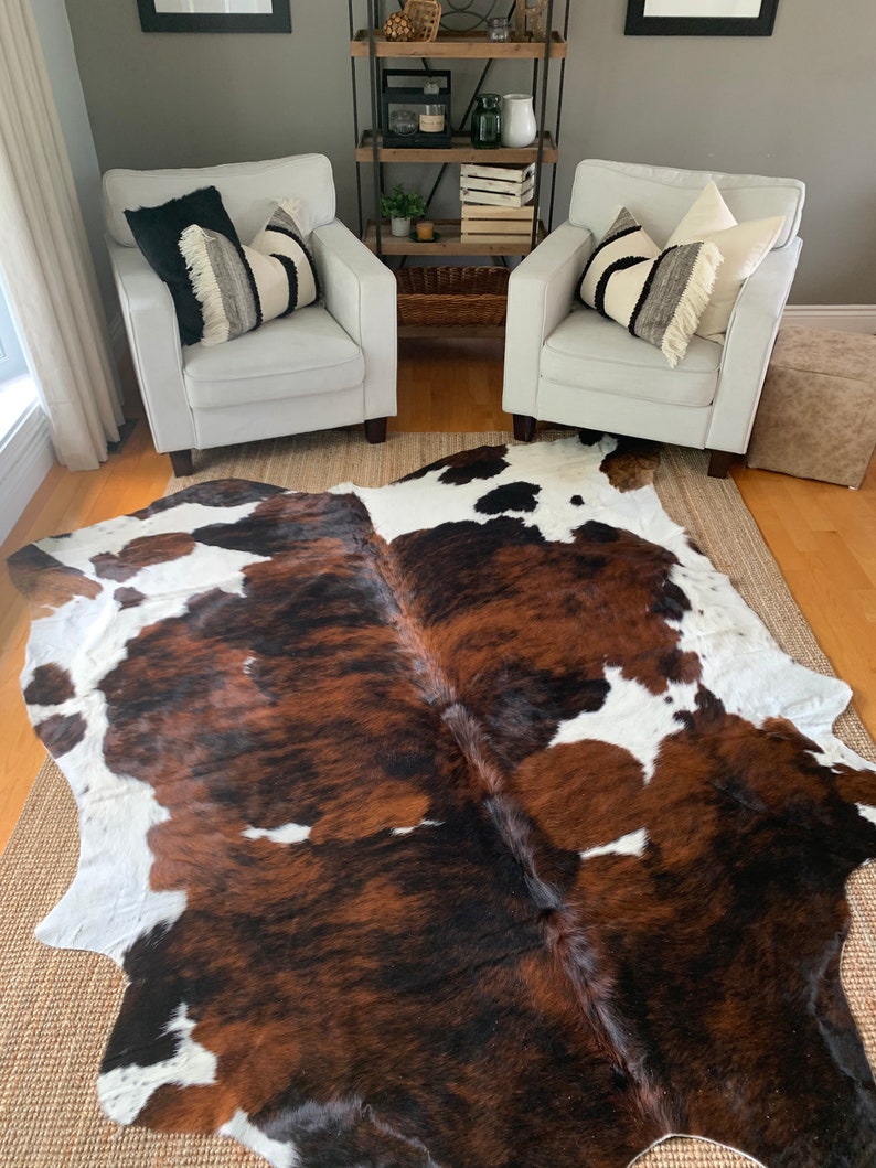 Tricolor Cowhide, Speckled Longhorn Cowhide Rug, Brown and White Hide Rug, Cowhide Carpet, Tricolor Cow Skin Rug, Tricolor Hide Rug image 4