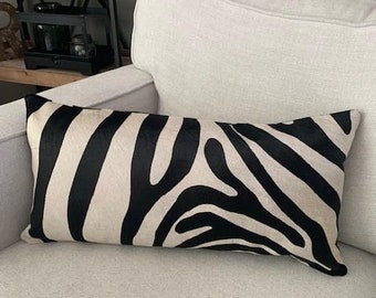Ff04a Faux Fur Black White Zebra Skin Print Cushion Cover/Pillow Case*Custom Siz 