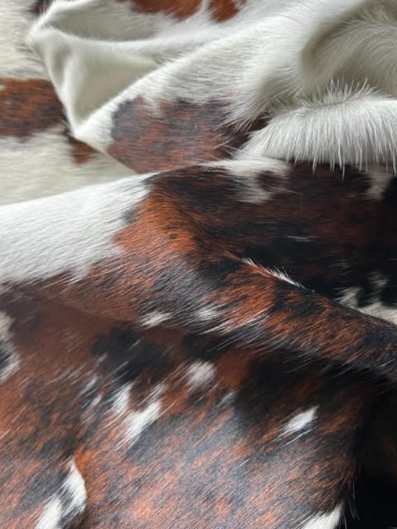 巨大な三色牛革ラグ - サイズ: 7.7x7フィート # A-2559 - Etsy 日本