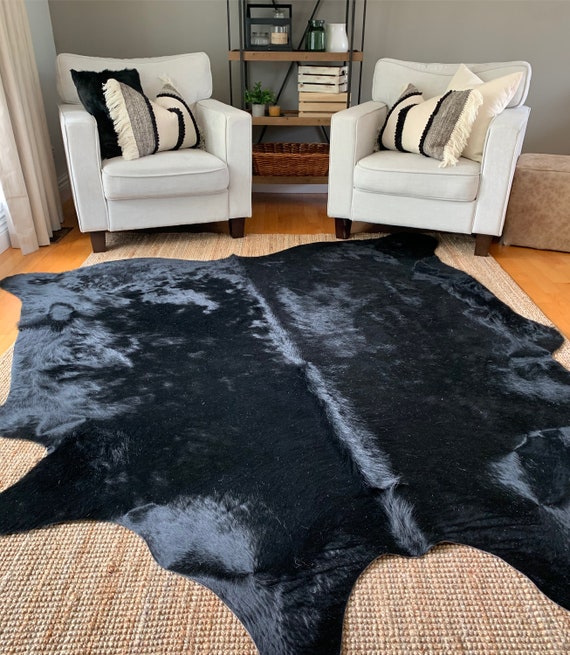 New Cowhide Rug Tricolor Cow Hide Skin Leather Rug Average Size 6X6 feet 
