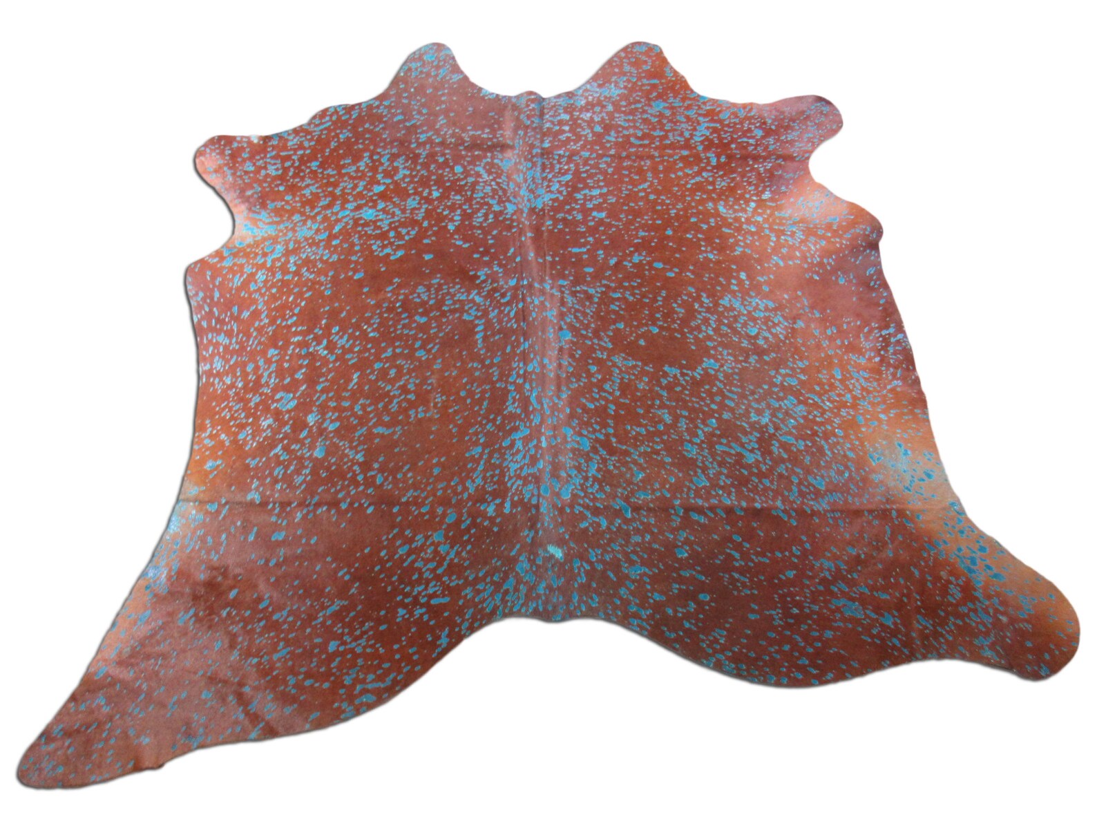 Turquoise Acid Washed Cowhide Rug / Brown with Turquoise Acid Etsy