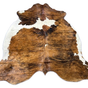 Huge Tricolor Brindle Cowhide Rug - Size: 8x7 feet # C-1908