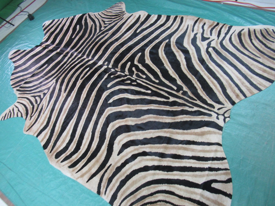 Zebra Print Cowhide Rug Genuine Pattern / Light Brown Inner Etsy