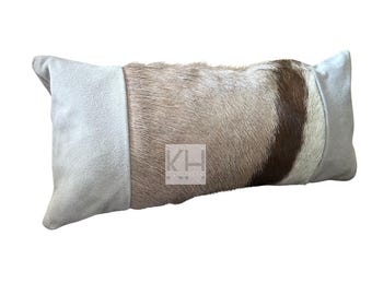 16 x 9" Oryx Skin Pillow Cover / Natural Antelope (Suede Backing and Side) Pillow Cover -Lumbar- Size: 20 in x 9 in