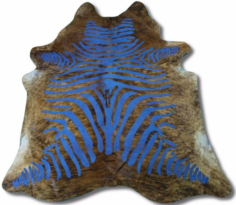 Turquoise Zebra Print Cowhide Rug 369 Dyed Turquoise Acid Etsy