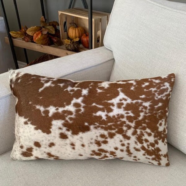Cowhide Pillow Etsy