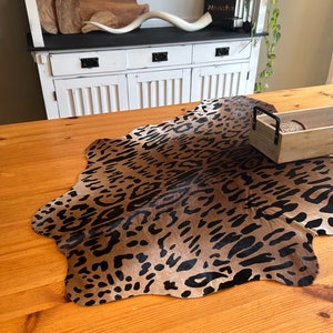 Leopard Calf Skin, Mini Leopard Cowhide, Jaguar Print Calfskin Rug Approximate Size: 35X27 inches (89X69 cm)