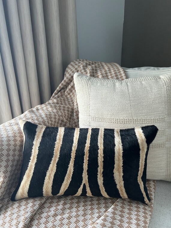 19 X 12 Zebra Cowhide Pillow Cover Printed Cowhide Pillow Cover lumbar Size 19 in X 12 In Etsy
