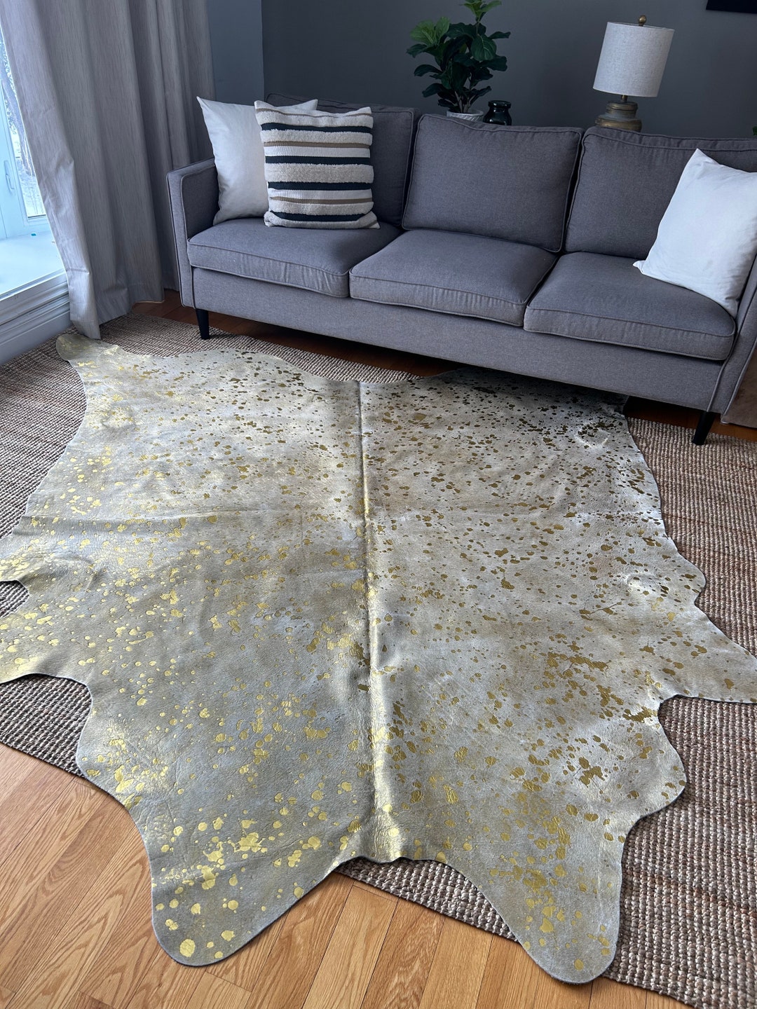 Gold Cowhide Rug, Gold Hide Rug, Gold Cowhide Carpet, Beige and Gold Cow Hide Etsy
