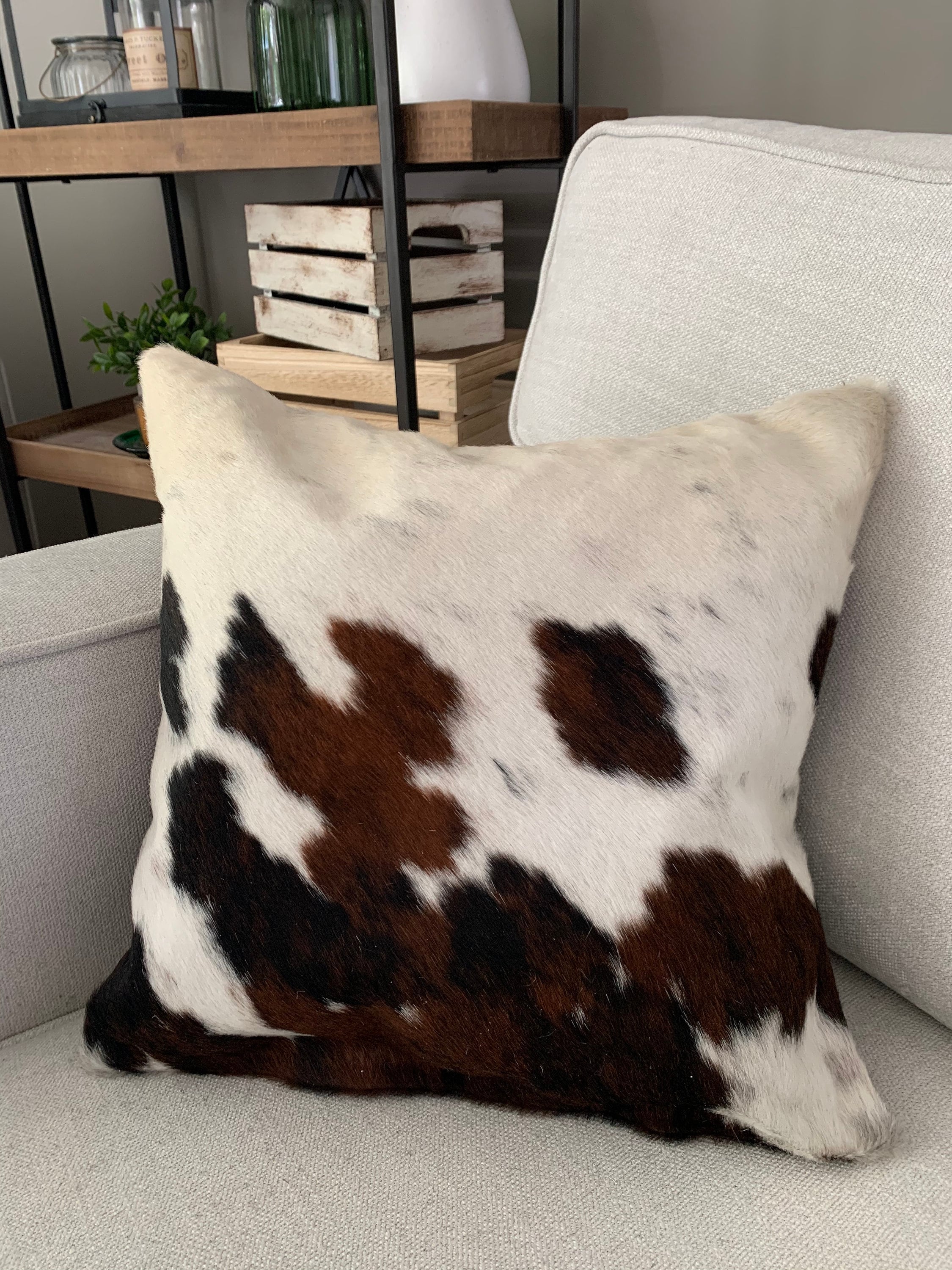 Cowhide Pillow 15 x 15 Tricolor Cowhide Pillow Cover / Etsy