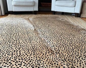 Cheetah Print Cowhide Rug - Size : 7 x 5 1/2 FT, Leopard Rug, Cheetah Rug