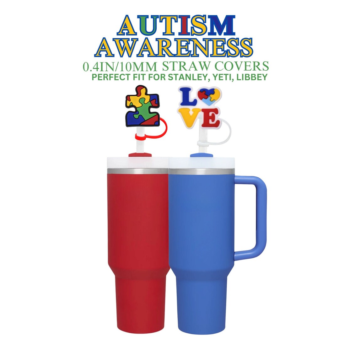Autism Awareness, Straw Topper, Puzzle Straw Cover, Straw Cover