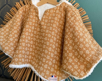 Cape poncho fleuris intérieur sherpa/ veste bébé